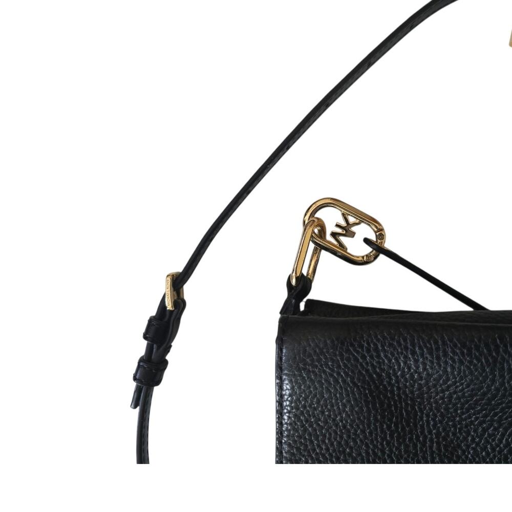 Michael Kors Signature Trisha Pebbled Leather Crossbody Black With Defect - Picture 3 of 7
